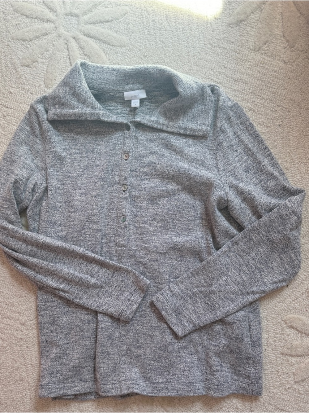 J. Jill Gray Button-Up Knit Cardigan